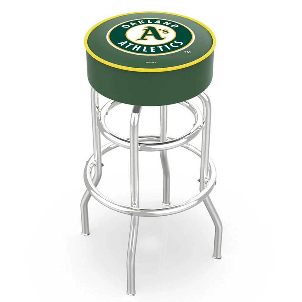 Oakland Athletics 30" Double Ring Chrome Swivel Counter Stool