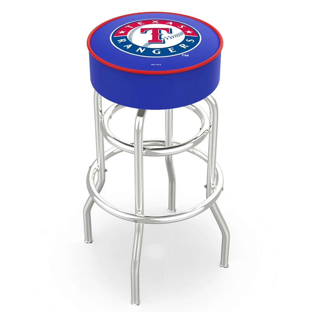 Texas Rangers 30" Double Ring Chrome Swivel Counter Stool