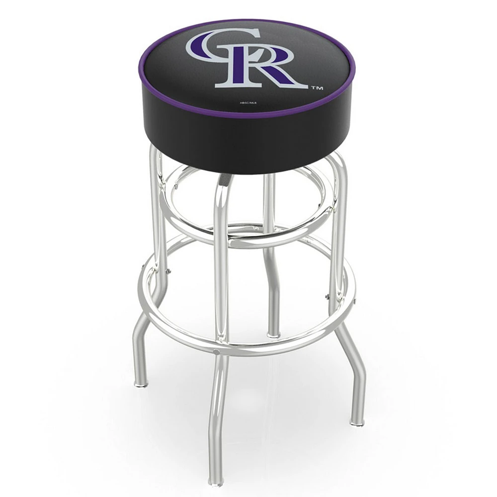 Colorado Rockies 30" Double Ring Chrome Swivel Counter Stool