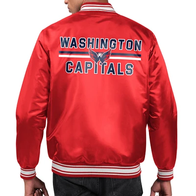Men's Starter Washington Capitals Printed Team Logo Satin Varsity Full-Snap Jacket