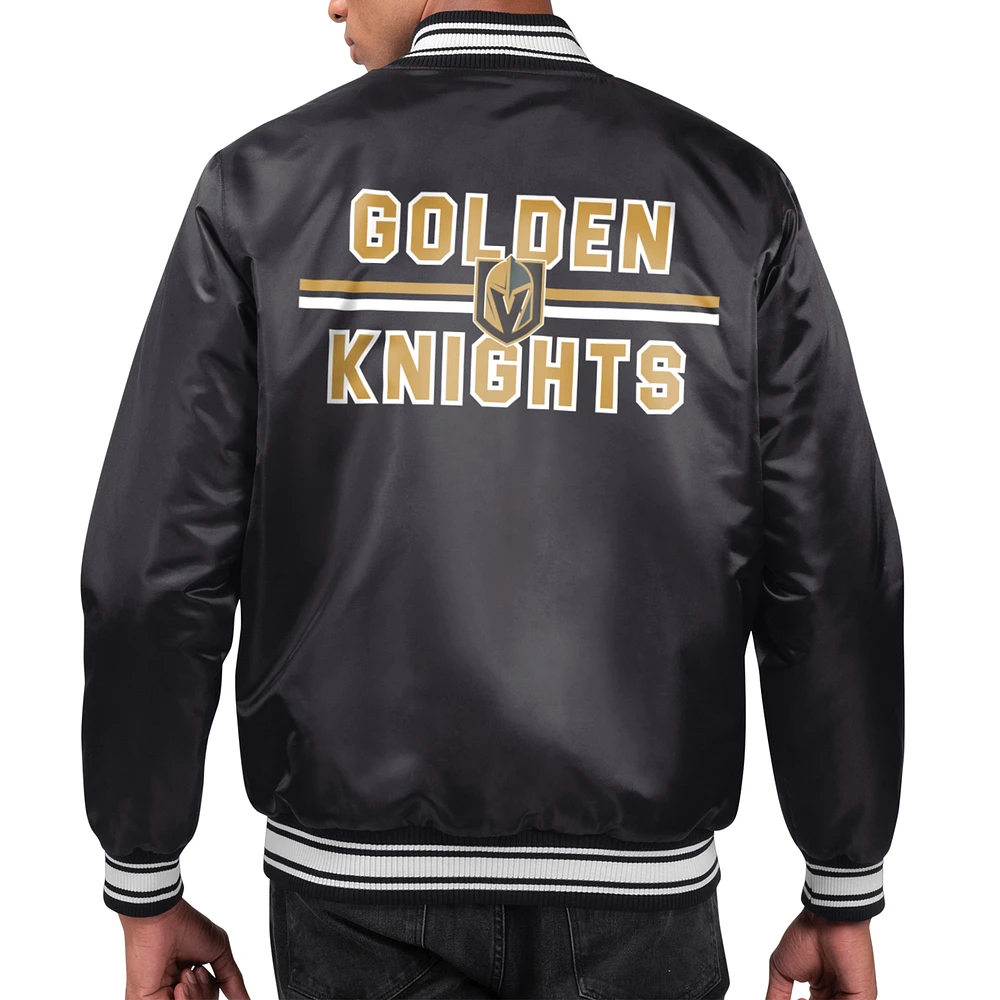 Men's Starter Vegas Golden Knights Printed Team Logo Satin Varsity Full-Snap Jacket