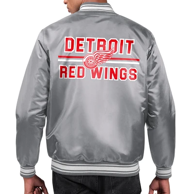 Men's Starter Detroit Red Wings Printed Team Logo Satin Varsity Full-Snap Jacket