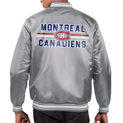 Men's Starter Montreal Canadiens Printed Team Logo Satin Varsity Full-Snap Jacket