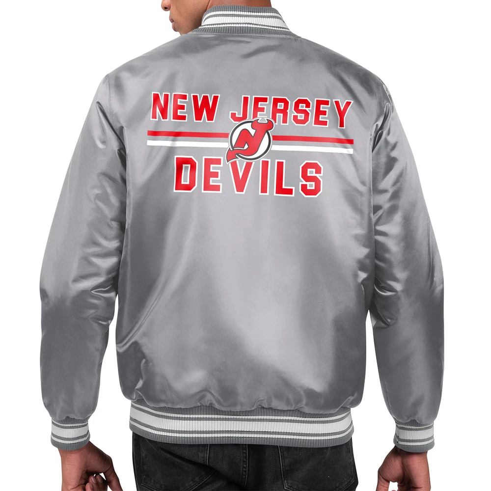 Men's Starter New Jersey Devils Printed Team Logo Satin Varsity Full-Snap Jacket