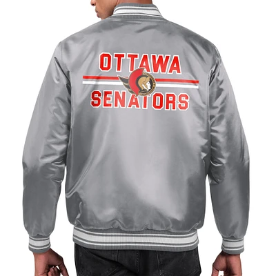 Men's Starter Ottawa Senators Printed Team Logo Satin Varsity Full-Snap Jacket