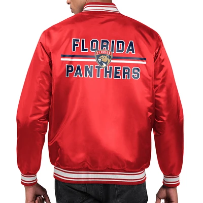 Men's Starter Florida Panthers Printed Team Logo Satin Varsity Full-Snap Jacket