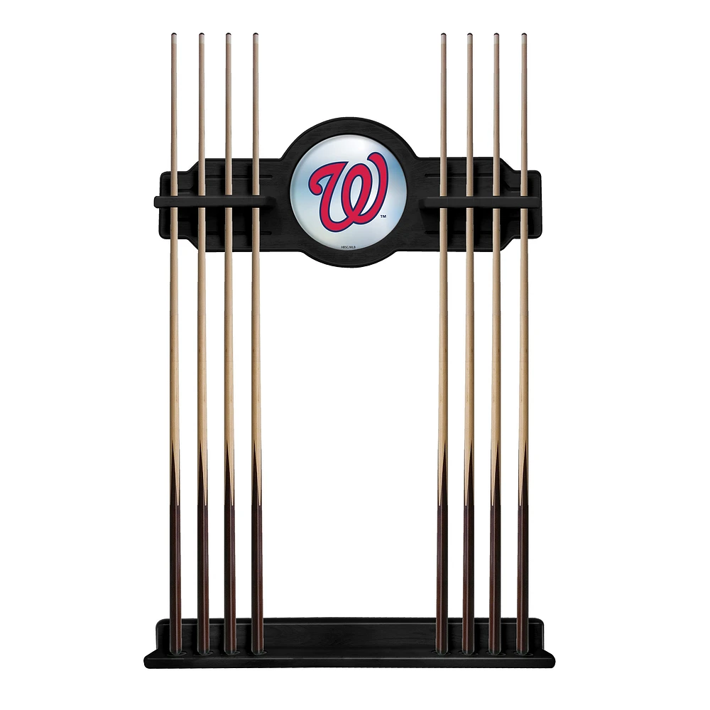 Black Washington Nationals Eight Stick Wood Pool Cue Rack