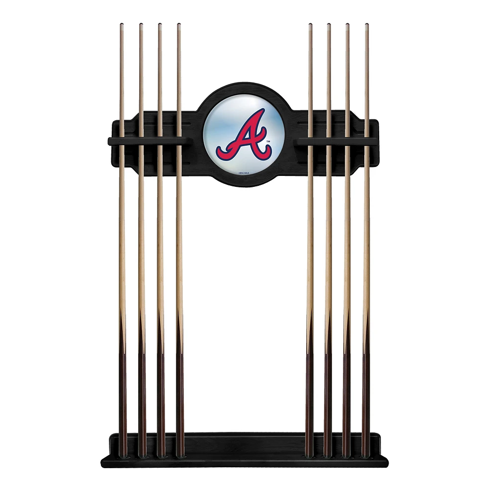 Black Atlanta Braves Eight Stick Wood Pool Cue Rack
