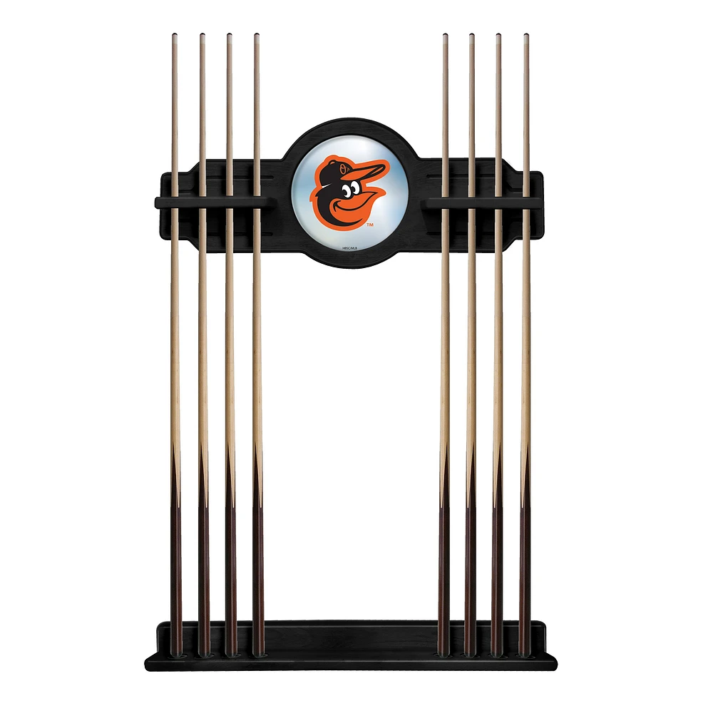 Black Baltimore Orioles Eight Stick Wood Pool Cue Rack