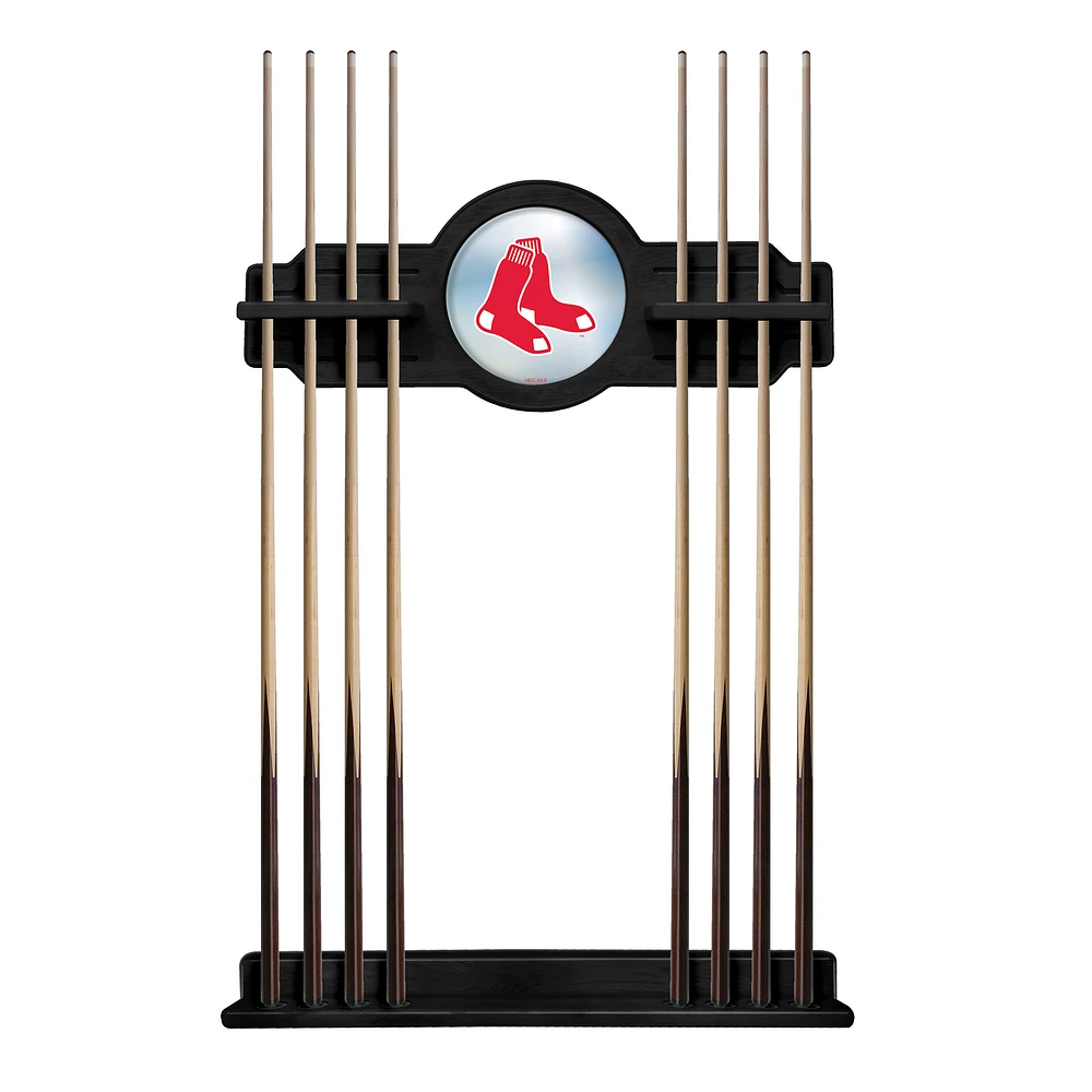 Black Boston Red Sox Eight Stick Wood Pool Cue Rack