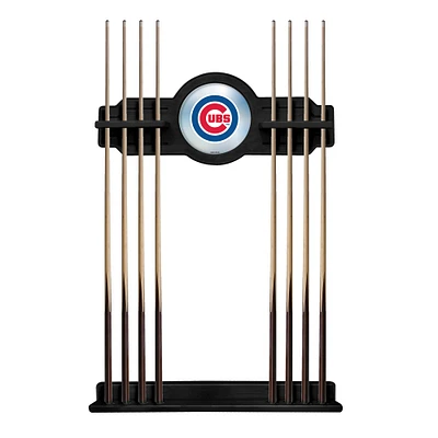 Black Chicago Cubs Eight Stick Wood Pool Cue Rack