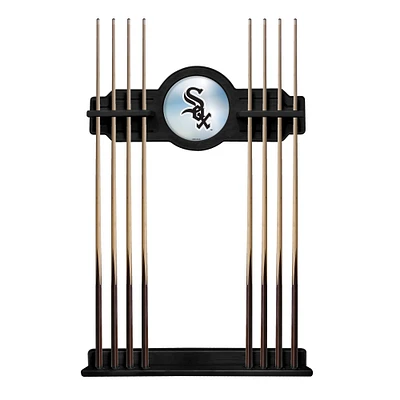 Black Chicago White Sox Eight Stick Wood Pool Cue Rack