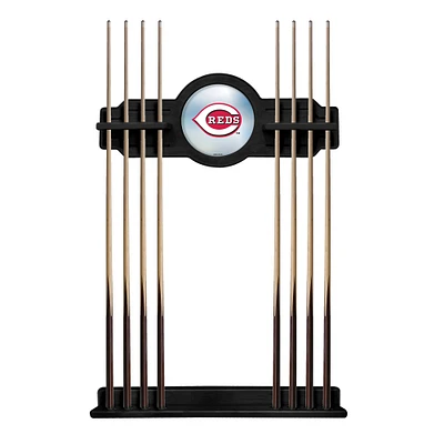 Black Cincinnati Reds Eight Stick Wood Pool Cue Rack