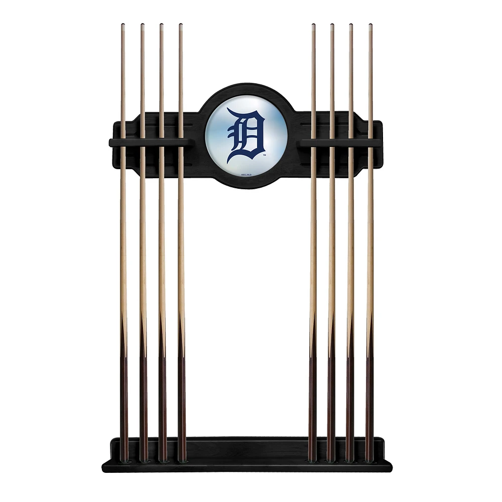 Black Detroit Tigers Eight Stick Wood Pool Cue Rack