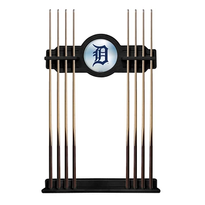 Black Detroit Tigers Eight Stick Wood Pool Cue Rack