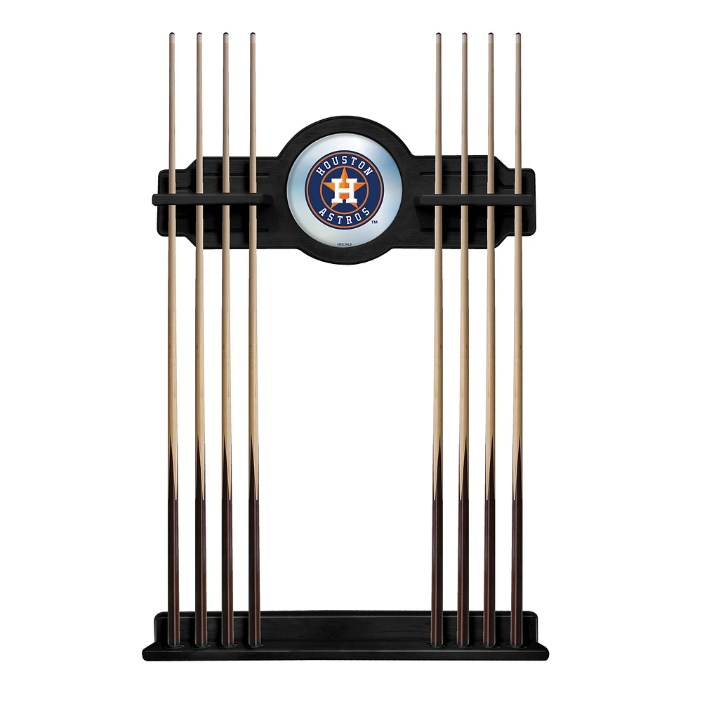 Black Houston Astros Eight Stick Wood Pool Cue Rack
