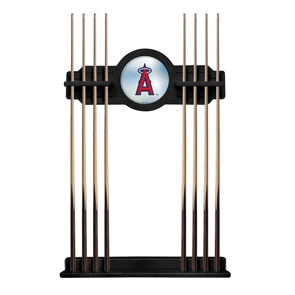 Black Los Angeles Angels Eight Stick Wood Pool Cue Rack