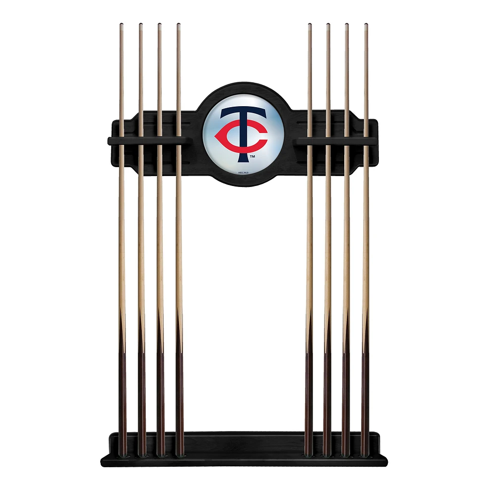 Black Minnesota Twins Eight Stick Wood Pool Cue Rack