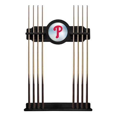 Black Philadelphia Phillies Eight Stick Wood Pool Cue Rack
