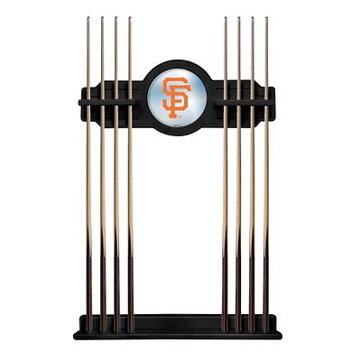 Black San Francisco Giants Eight Stick Wood Pool Cue Rack