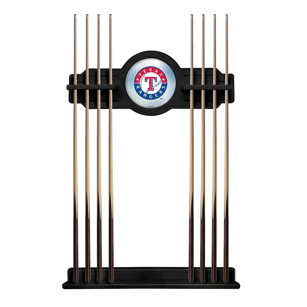 Black Texas Rangers Eight Stick Wood Pool Cue Rack