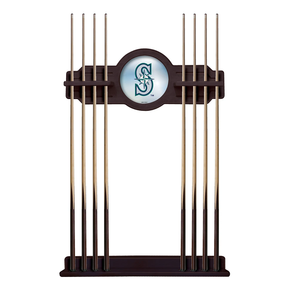English Tudor Seattle Mariners Eight Stick Wood Pool Cue Rack