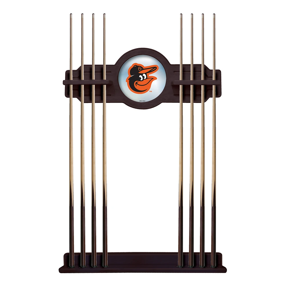 English Tudor Baltimore Orioles Eight Stick Wood Pool Cue Rack