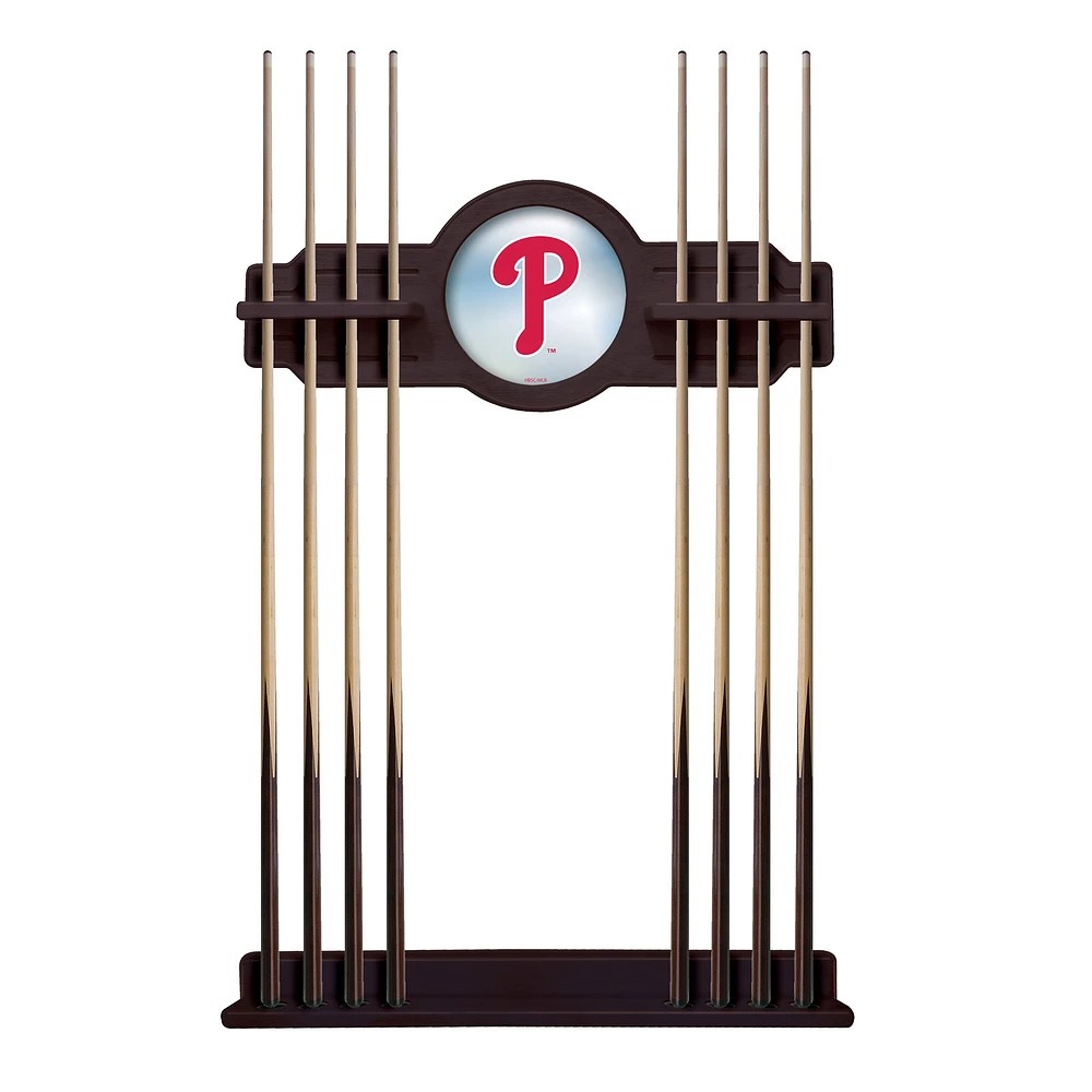 English Tudor Philadelphia Phillies Eight Stick Wood Pool Cue Rack