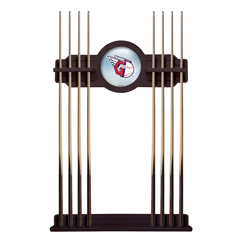 English Tudor Cleveland Guardians Eight Stick Wood Pool Cue Rack