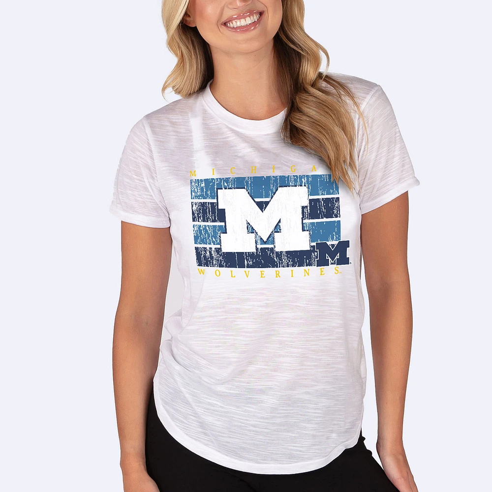 Women's Concepts Sport White Michigan Wolverines Infuse Lightweight Slub Knit Top