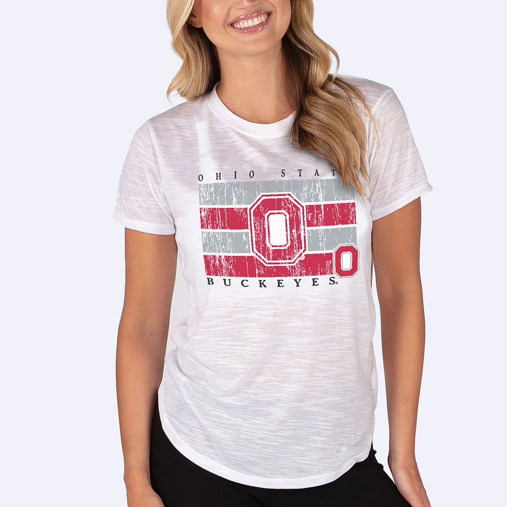 Women's Concepts Sport White Ohio State Buckeyes Infuse Lightweight Slub Knit Top