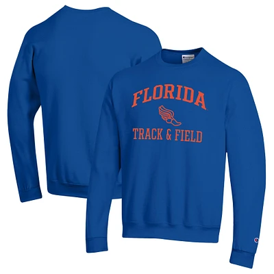 Men's Champion Royal Florida Gators Icon Track & Field Powerblend Pullover Sweatshirt