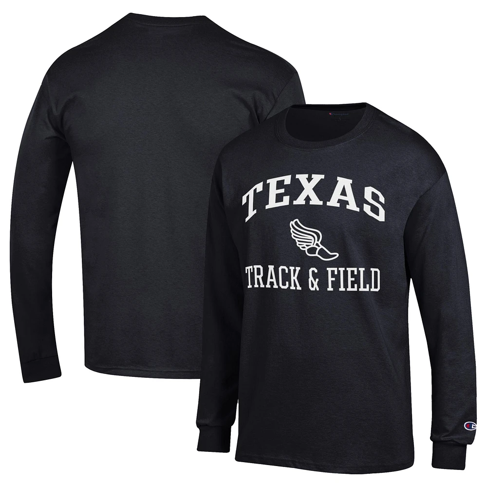 Men's Champion Black Texas Longhorns Icon Track & Field Long Sleeve T-Shirt
