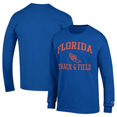 Men's Champion Royal Florida Gators Icon Track & Field Long Sleeve T-Shirt