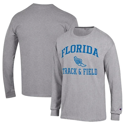 Men's Champion Gray Florida Gators Icon Track & Field Long Sleeve T-Shirt