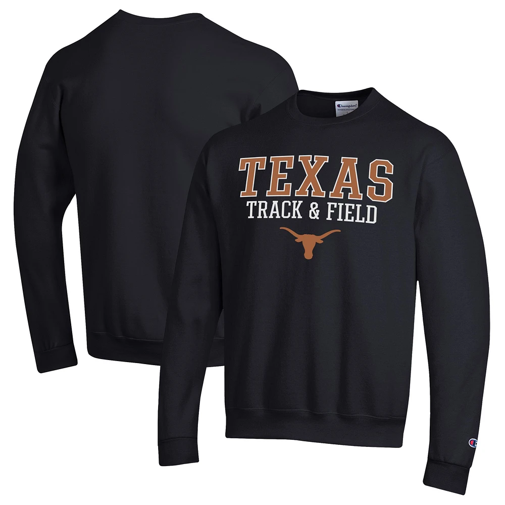 Men's Champion Texas Longhorns Stacked Track & Field Powerblend Pullover Sweatshirt