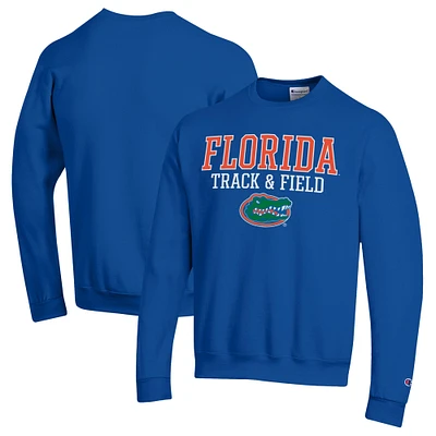 Men's Champion Royal Florida Gators Stacked Track & Field Powerblend Pullover Sweatshirt