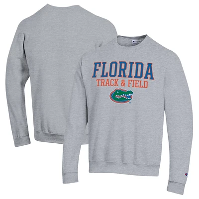Men's Champion Gray Florida Gators Stacked Track & Field Powerblend Pullover Sweatshirt