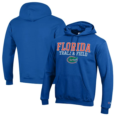Men's Champion Royal Florida Gators Stacked Track & Field Powerblend Pullover Hoodie