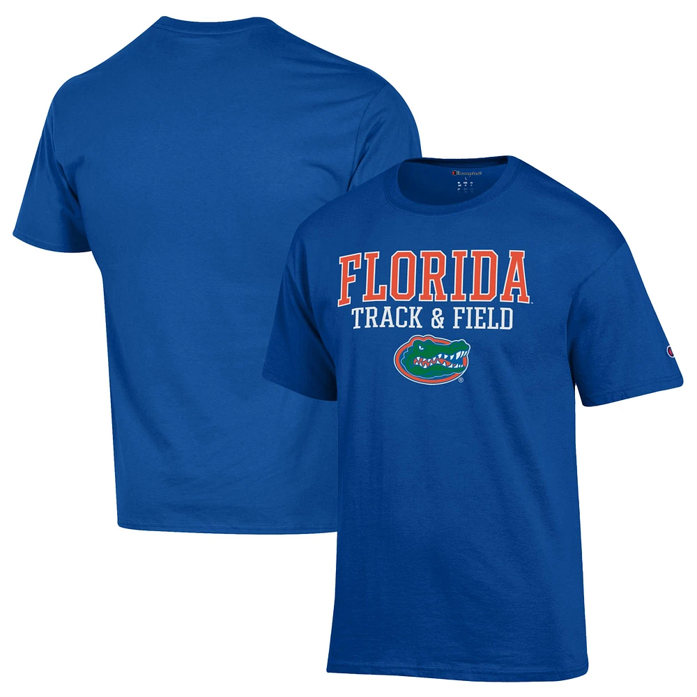 Men's Champion Royal Florida Gators Track & Field Stack Logo T-Shirt