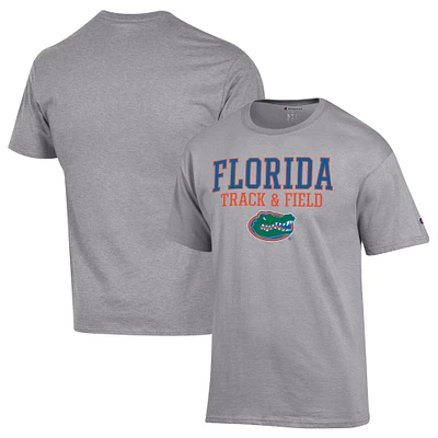 Men's Champion Gray Florida Gators Track & Field Stack Logo T-Shirt