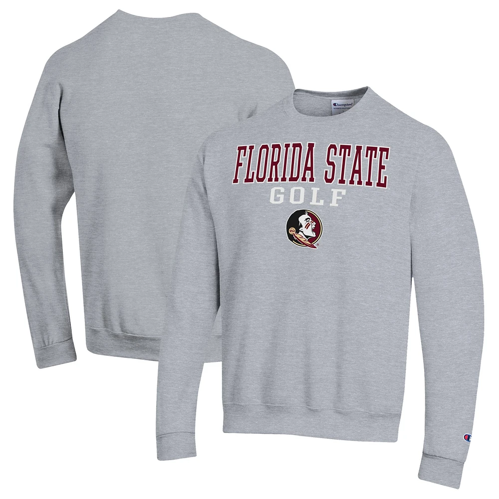 Men's Champion Gray Florida State Seminoles Powerblend Crewneck Sweatshirt