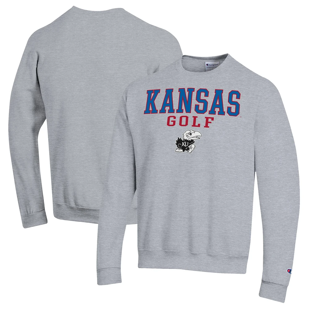 Men's Champion Gray Kansas Jayhawks Powerblend Crewneck Sweatshirt