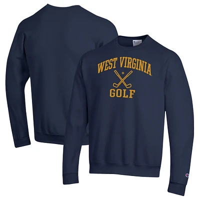 Men's Champion Navy West Virginia Mountaineers Powerblend Crewneck Sweatshirt
