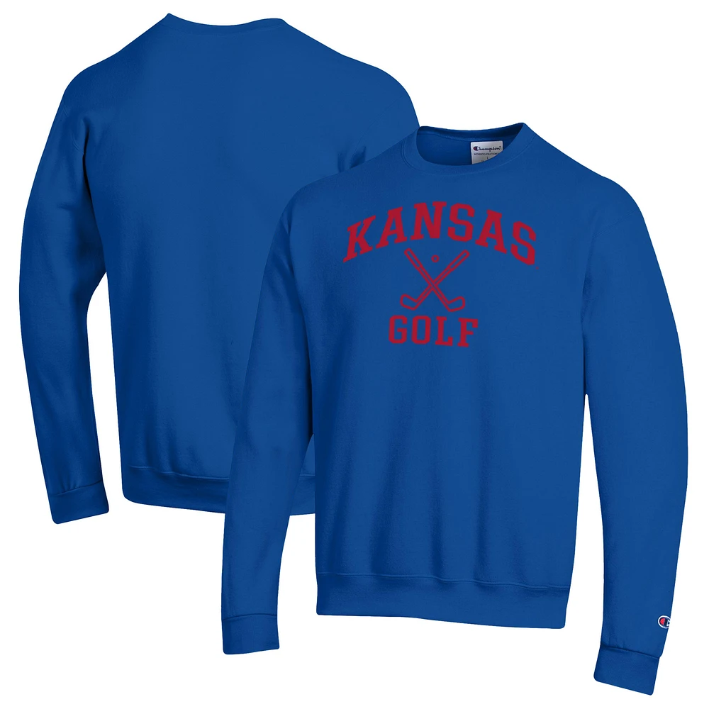 Men's Champion Royal Kansas Jayhawks Powerblend Crewneck Sweatshirt