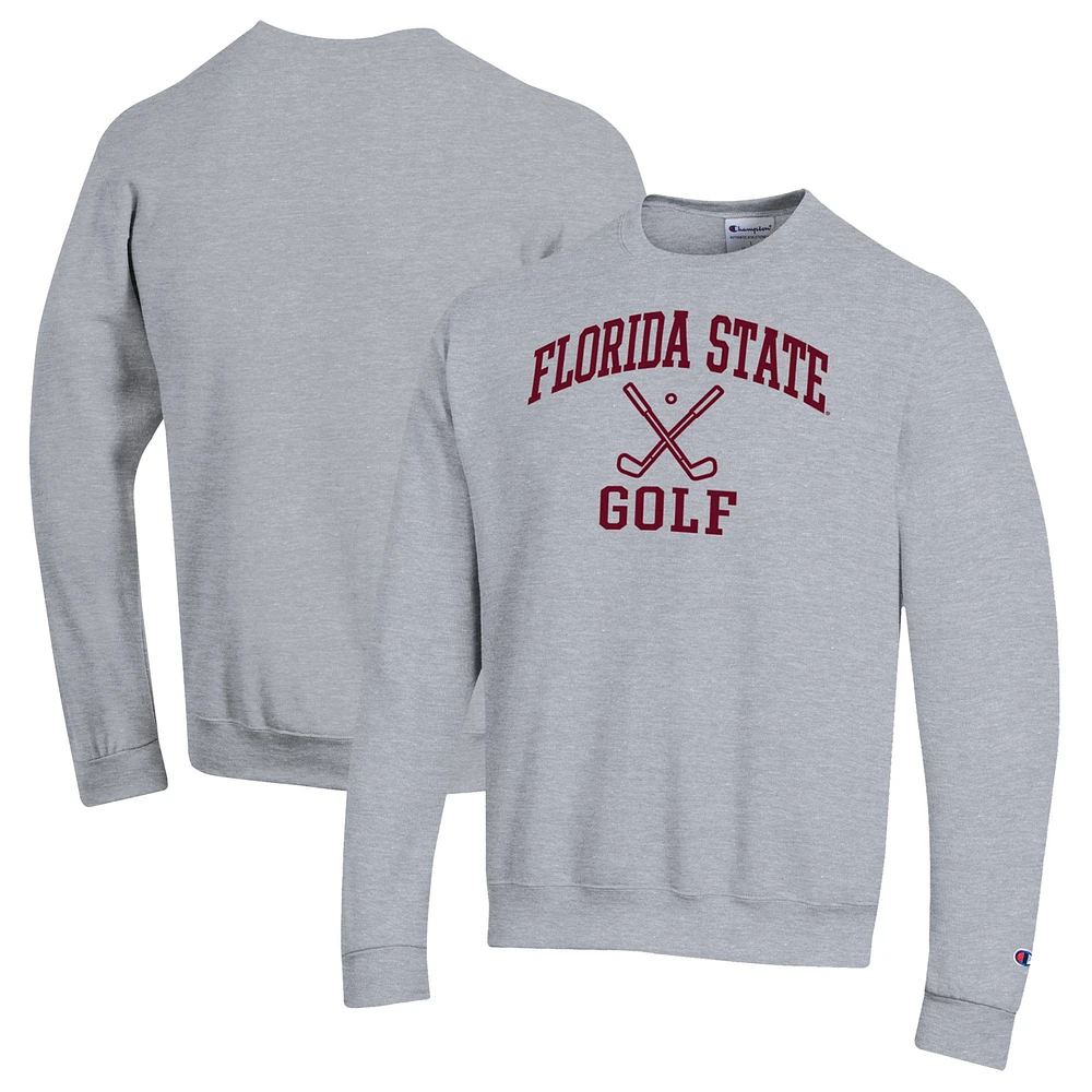Men's Champion Gray Florida State Seminoles Powerblend Crewneck Sweatshirt