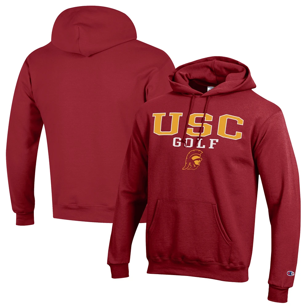 Men's Champion Cardinal USC Trojans Stacked Golf Powerblend Pullover Hoodie