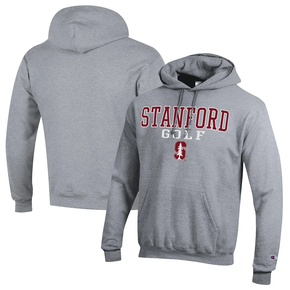 Men's Champion Gray Stanford Cardinal Stacked Golf Powerblend Pullover Hoodie