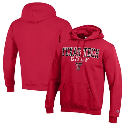 Men's Champion Red Texas Tech Raiders Stacked Golf Powerblend Pullover Hoodie