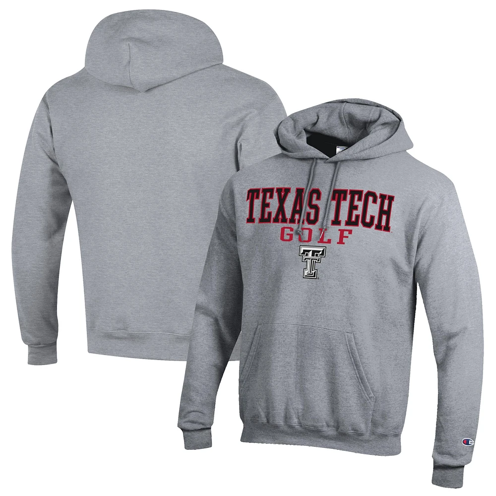 Men's Champion Gray Texas Tech Red Raiders Stacked Golf Powerblend Pullover Hoodie